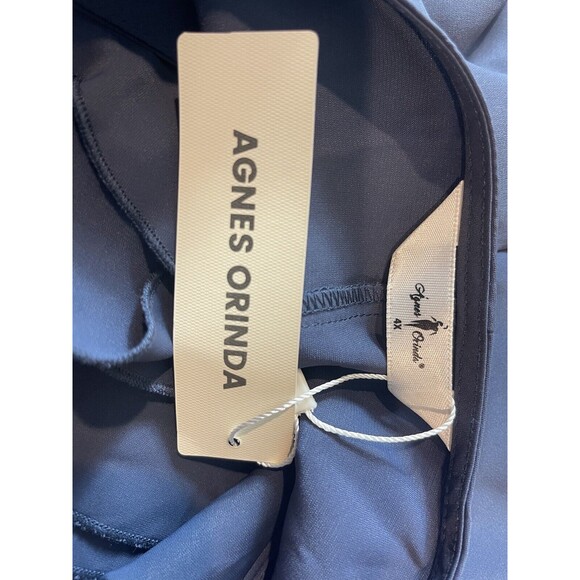 Agnes Orida 4x Blue Ruffled V-neck Long Sleeve Top NWT Office Work Wear - Picture 5 of 10